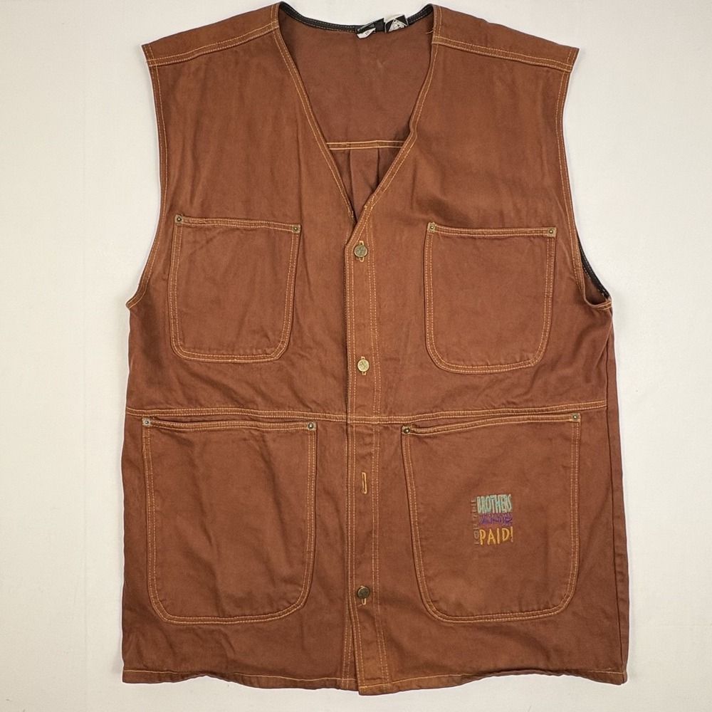 VTG 90s Underground Railroad Negro League Canvas Vest/Waistcoat XXL Rust USA